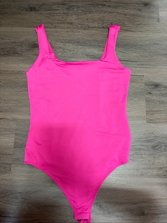 Tops - Hot Pink Square Neck Bodysuit